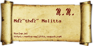 Máthé Melitta névjegykártya